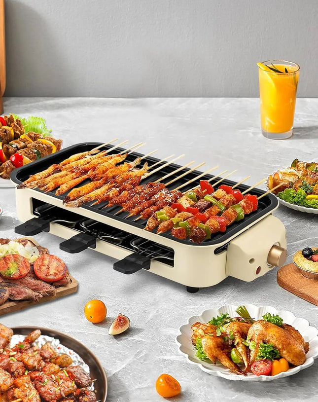 Electric Smoke-free Indoor Barbecue Grill,  Detachable Board, Adjustable Temperature, Non Stick Cooking,Portable Barbecue Grill