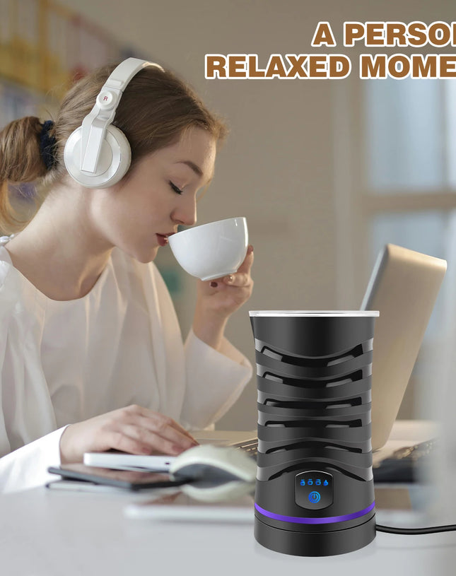 4 in 1 Milk Frother Electric and Steamer 11.8 oz/350ml Hot/Cold Foam Maker Intelligent Temperature Control Electric Milk Warmer
