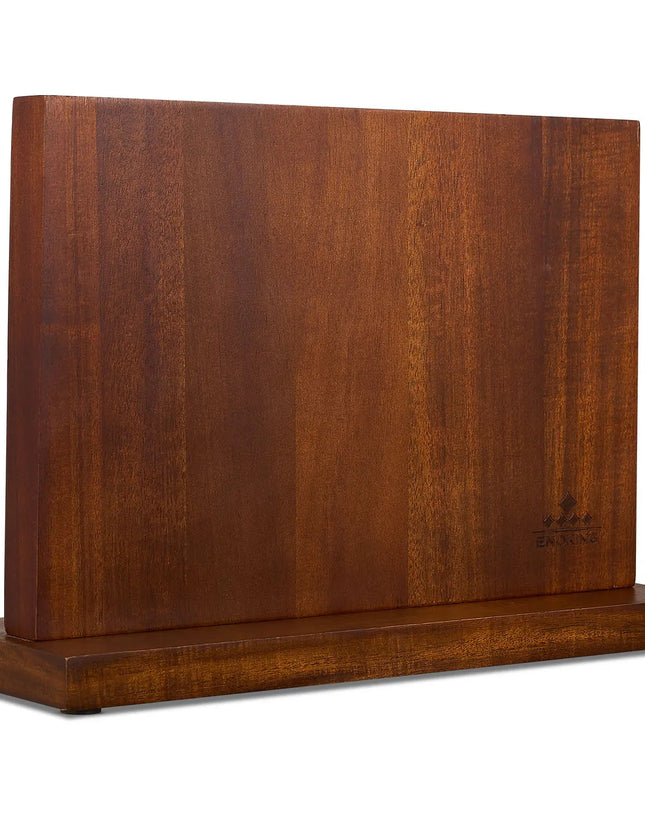 ENOKING Magnetic Knife Block 12.5 x 9 Inches, Double Side Magnetic Knife Holder, Three Powerful Magnets Strip, Acacia Wood