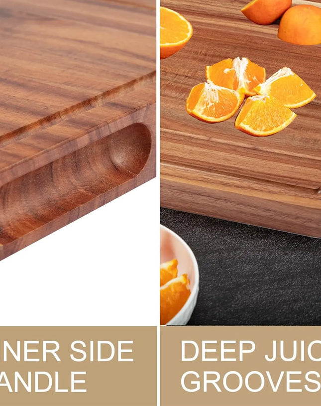 Reversible Wooden Cutting Board for Kitchen, Charcuterie Board Cheese Board with Deep Groove
