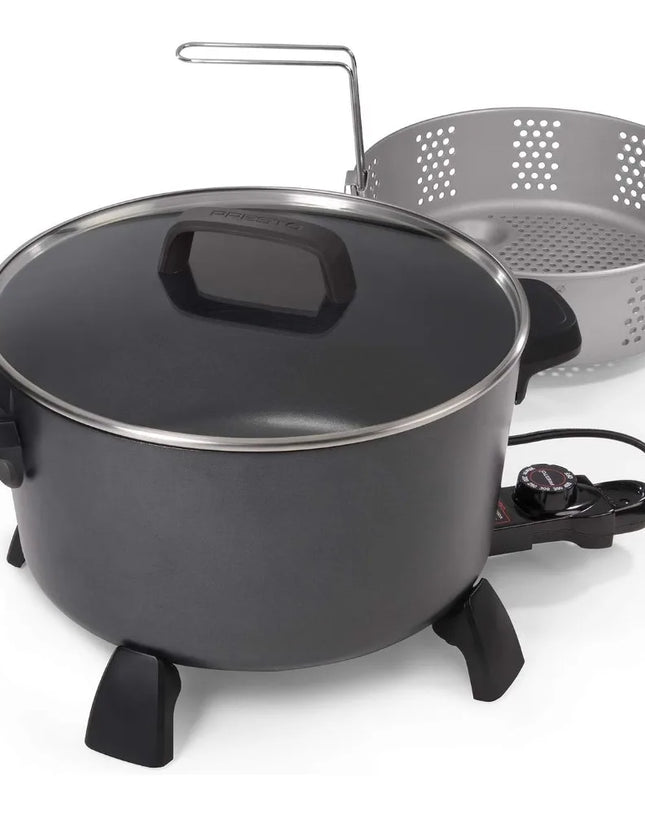 10-Quart Kitchen Kettle XL Multi-Cooker,Steamer,Black Deep-Fryer,Huge food capacity,maintains cooking temperatures automatically