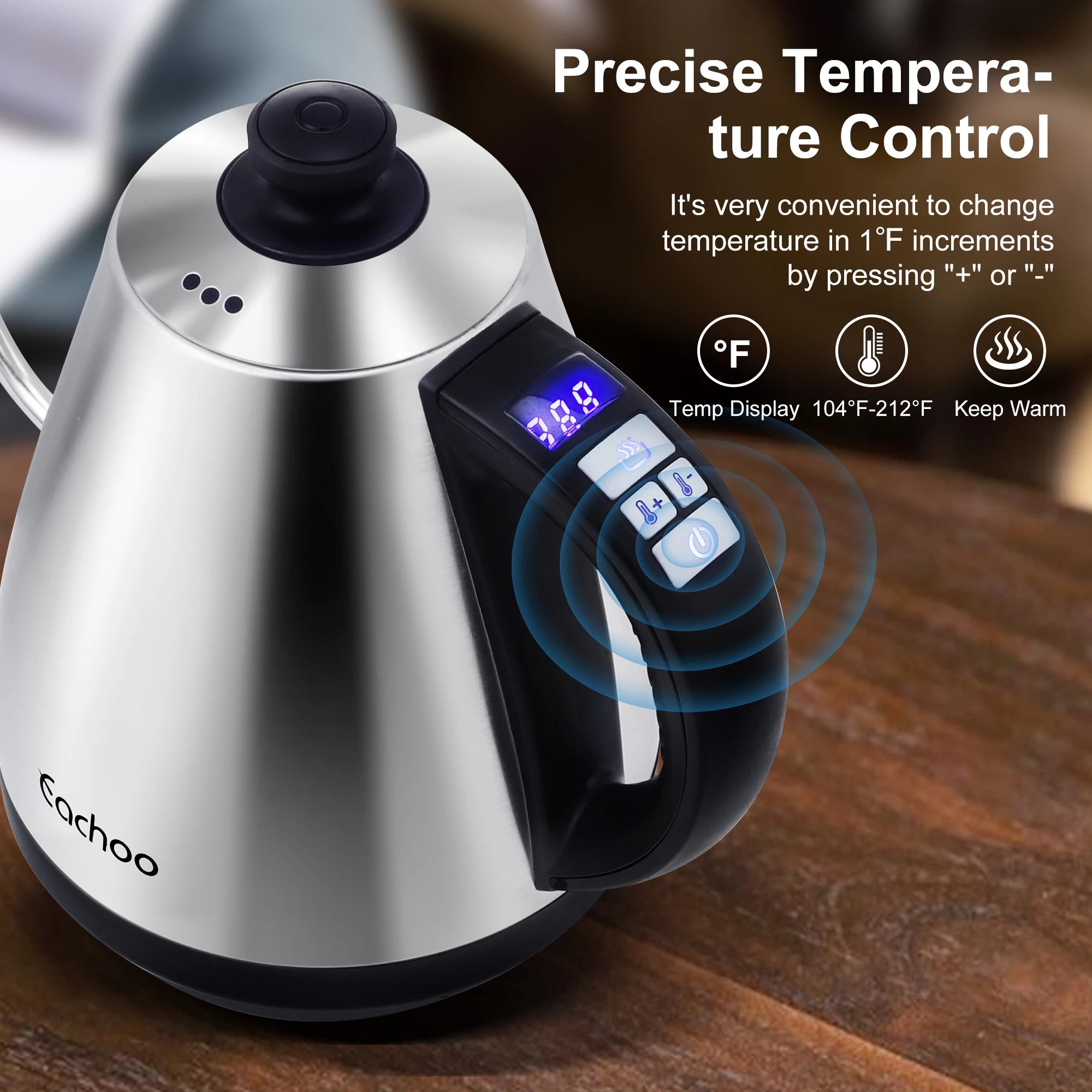 Stainless Steel Electric Gooseneck Kettle with Coffee Dripper, Pour Over Coffee Kettle with Temperature Control, LED Display