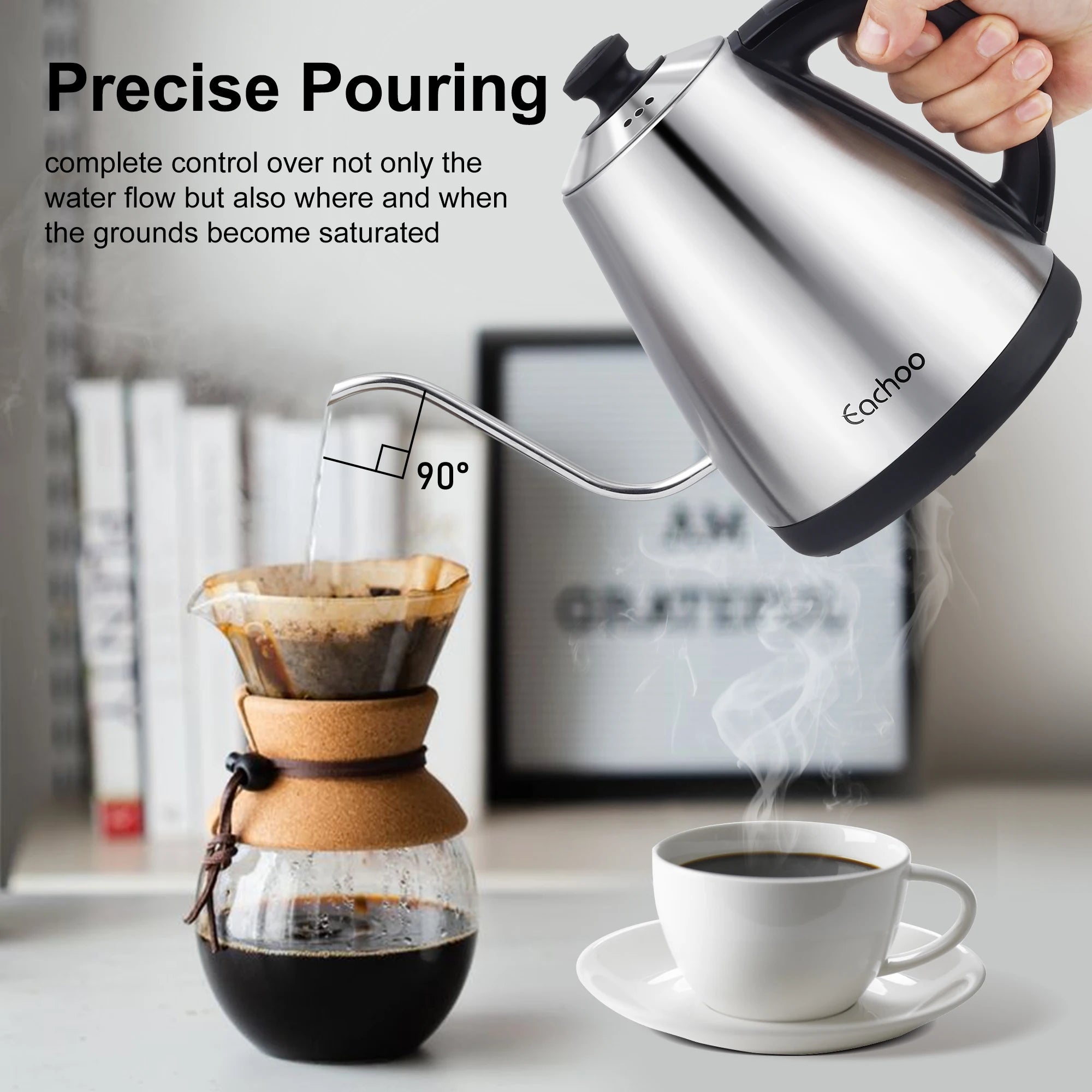 Stainless Steel Electric Gooseneck Kettle with Coffee Dripper, Pour Over Coffee Kettle with Temperature Control, LED Display