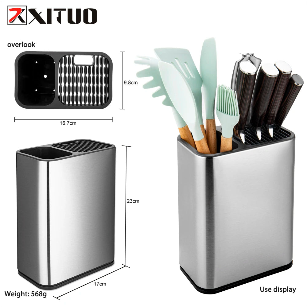 XITUO Multifunctional Knife Holder Organizer Knife Fork Spoon Stand Tableware Cutlery Storage Kitchen Chef Knives Accessories