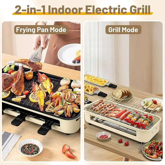 Electric Smoke-free Indoor Barbecue Grill,  Detachable Board, Adjustable Temperature, Non Stick Cooking,Portable Barbecue Grill