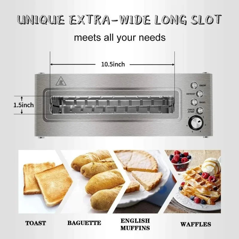 2 Slice,Toaster Long Slot with Glass Window Bagel Toasters,Artisan Bread Toaster Stainless Steel Wide Slot, Black Toaster