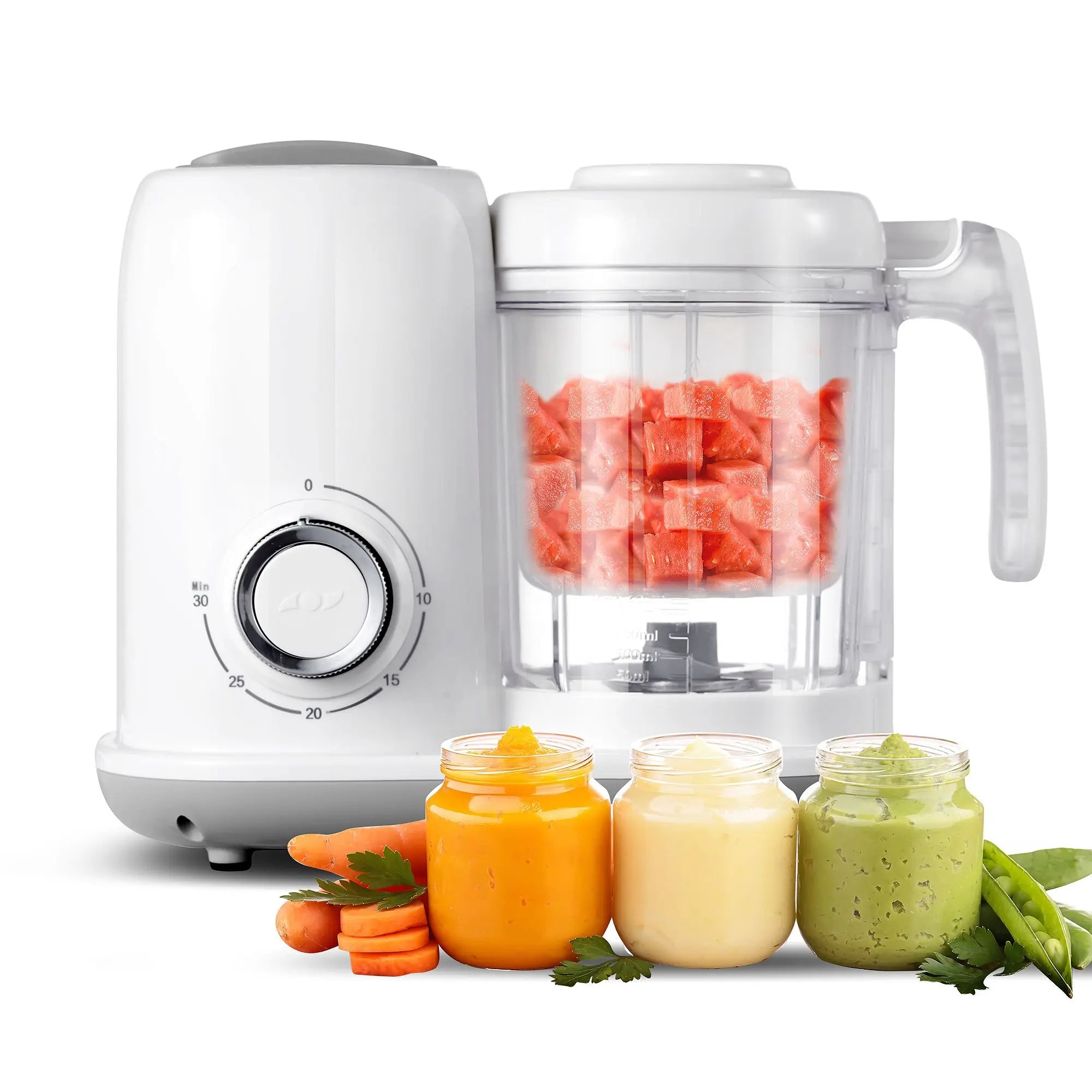 Baby Food Maker, 4 in 1 Baby Food Processor and Steamer, Puree Blender, Multifunctional Baby Puree Maker, Dishwasher Safe White