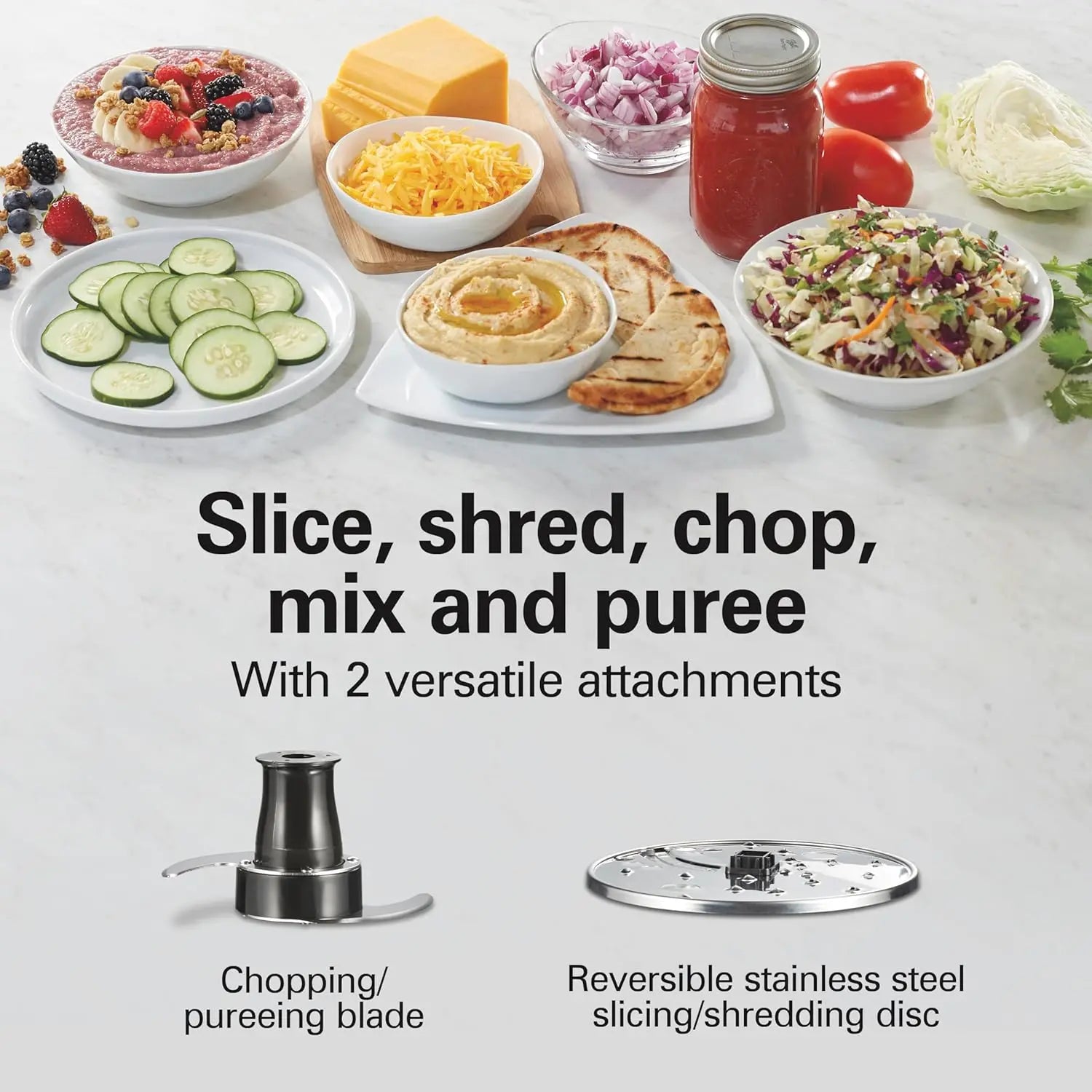Food Processor and Vegetable Chopper, BPA Free, Stainless Steel Blades, 12 Cup Bowl, 2-Speed 450 Watt Motor, Black (70725A)