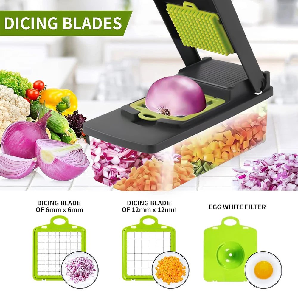 14 in 1 Multifunctional Vegetable Onion Manual Chopper Food Kitchen Potato Cut Shredder Slicer Kitchen Gadget