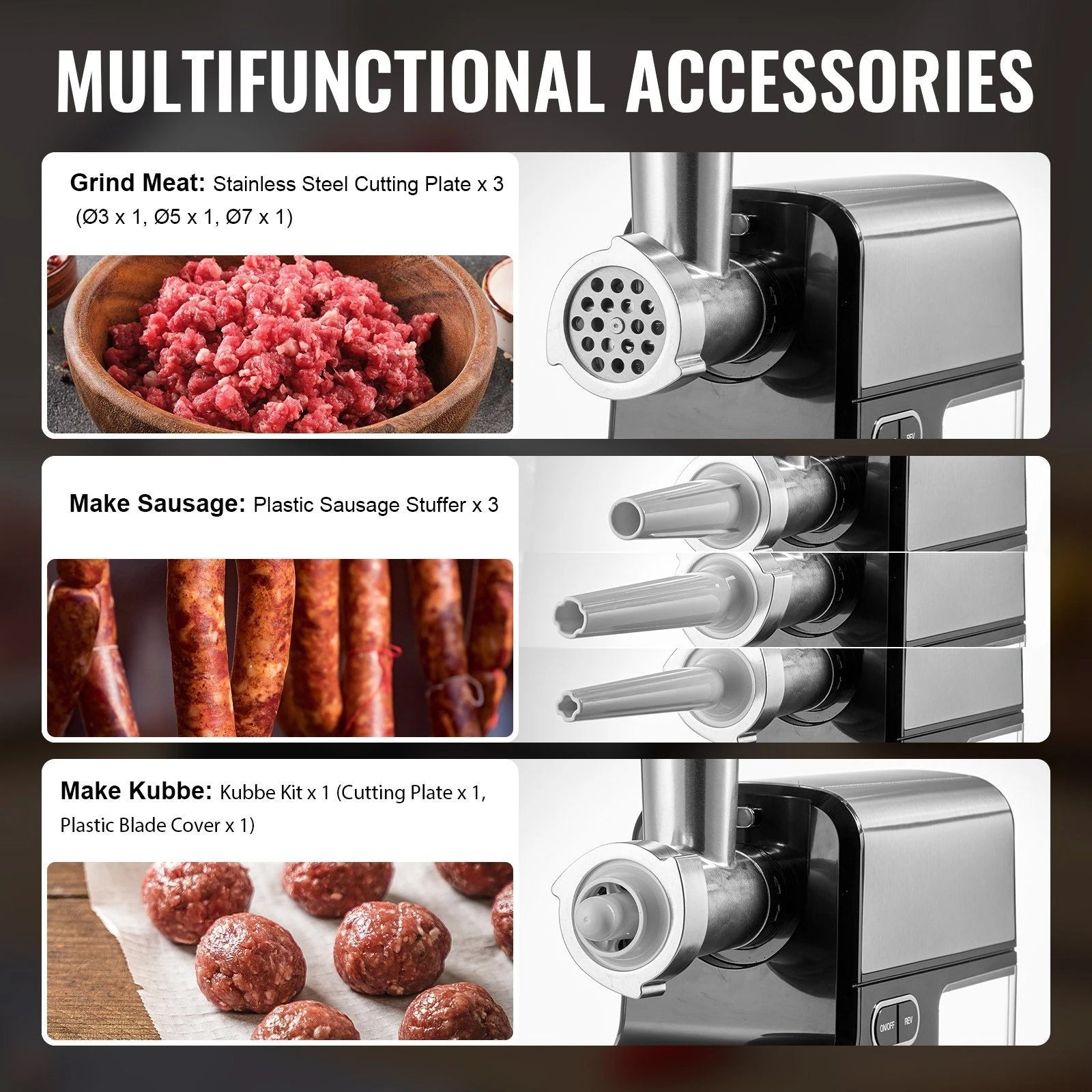 Electric Meat Grinder 4.2 Lbs/Min Sausage Stuffer Maker for Home Kitchen,Fast Meat Grinding,Electric Meat Grinder