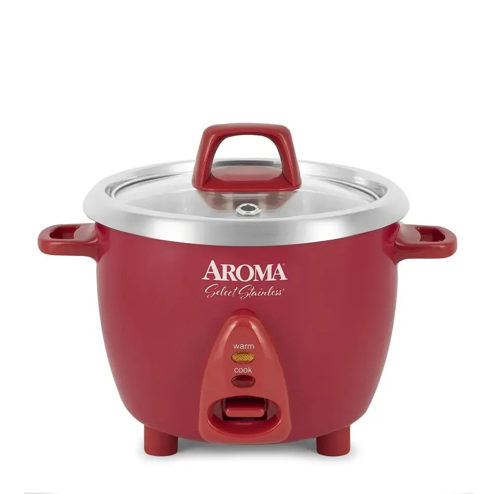 Stainless Rice Cooker Electric One Touch Automatic Cooking Dishwasher Safe Uncoated Inner Pot 6 Cup with Spatula and Measuring