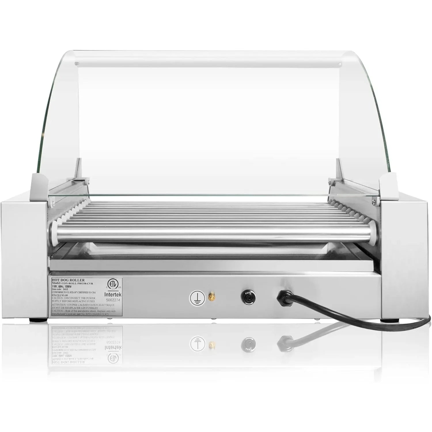 Electric 30 Hot Dog 11 Roller Grill Cooker Machine with Cover 1400-Watt - Commercial Grade