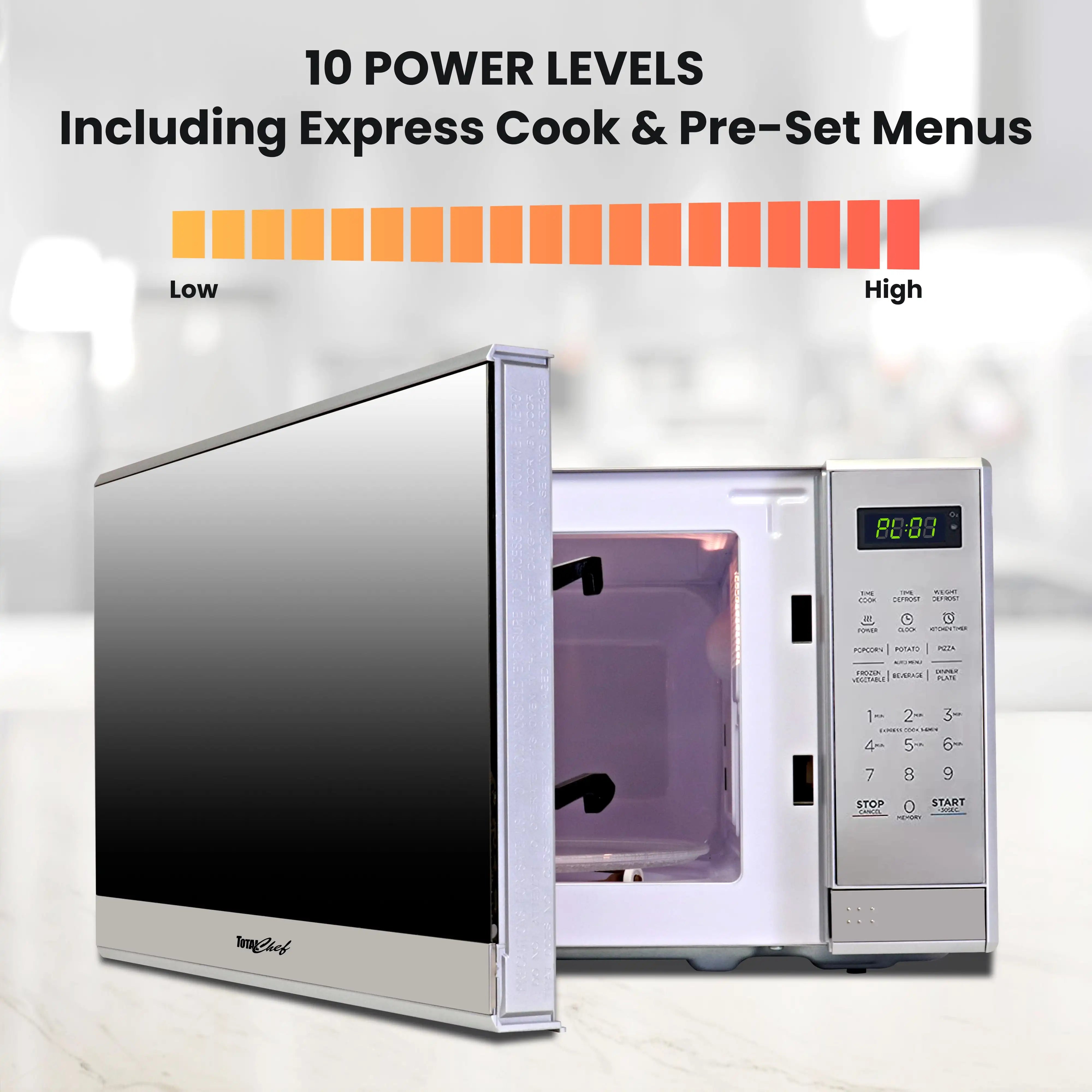 700W Microwave Oven, 0.7 Cu Ft, Digital Touchscreen, 6 Cooking Modes