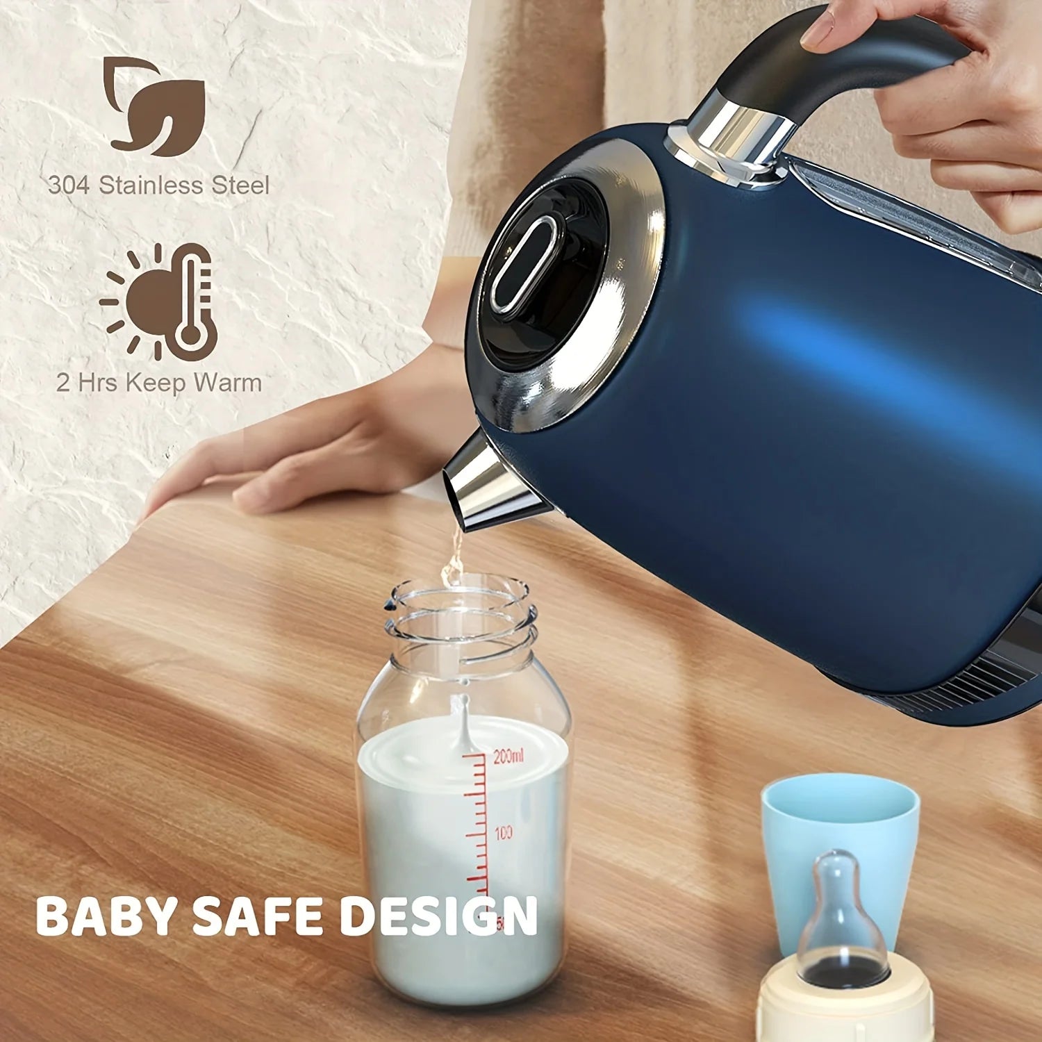 1pc 1.8QT Electric Kettle, US Plug, Temperature Control With 7 Heat Settings & LED Display,   (1100W) , Kitchen and home