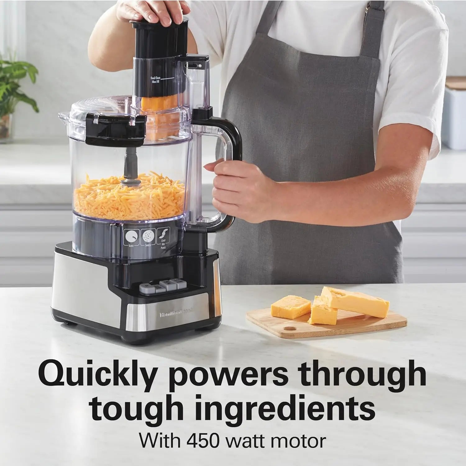 Food Processor and Vegetable Chopper, BPA Free, Stainless Steel Blades, 12 Cup Bowl, 2-Speed 450 Watt Motor, Black (70725A)