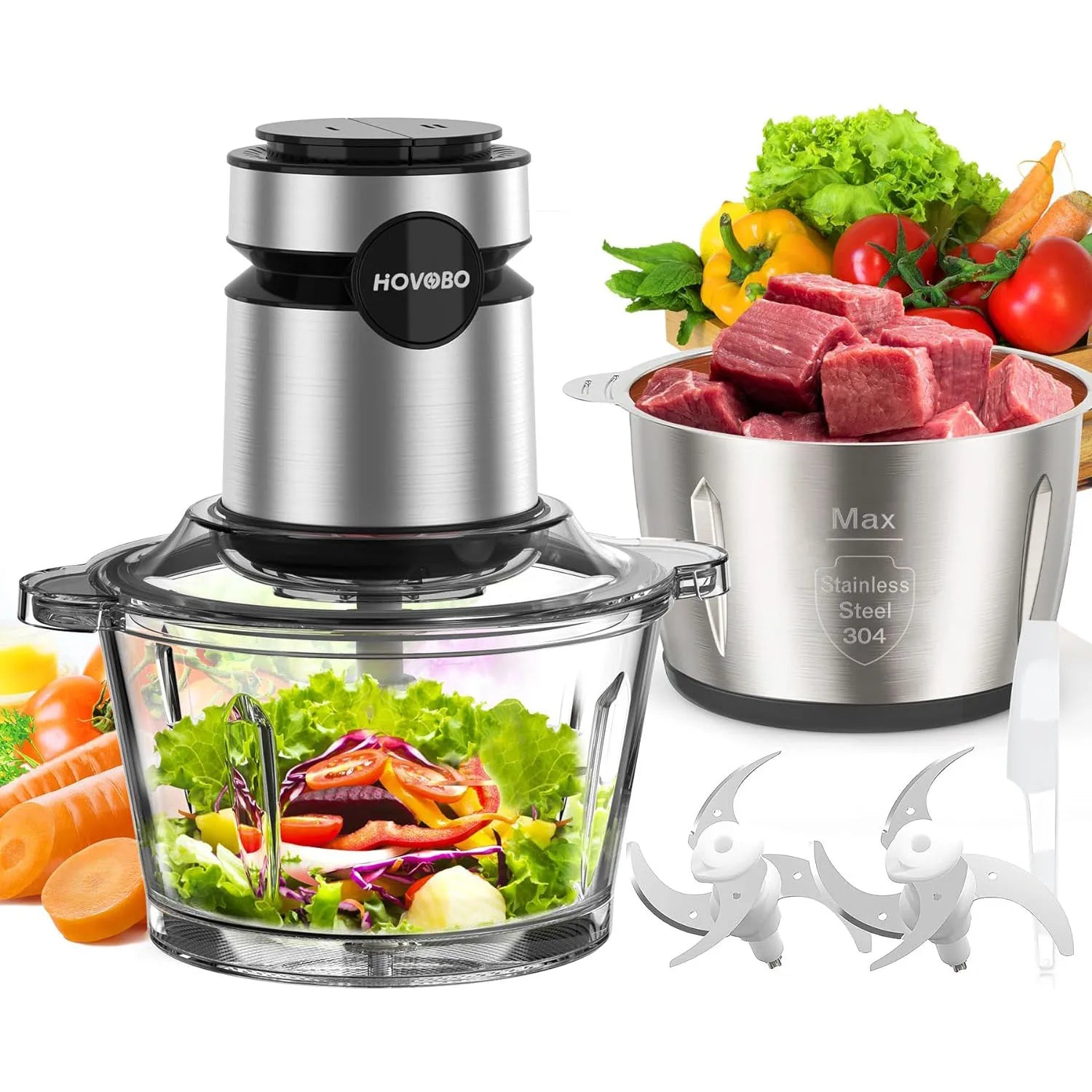 2 Speeds  500W Electric Food Processor 2L Meat Grinder Mincer kitchen Blender Food Processor Slicer Vegetable Food Chopper Meat