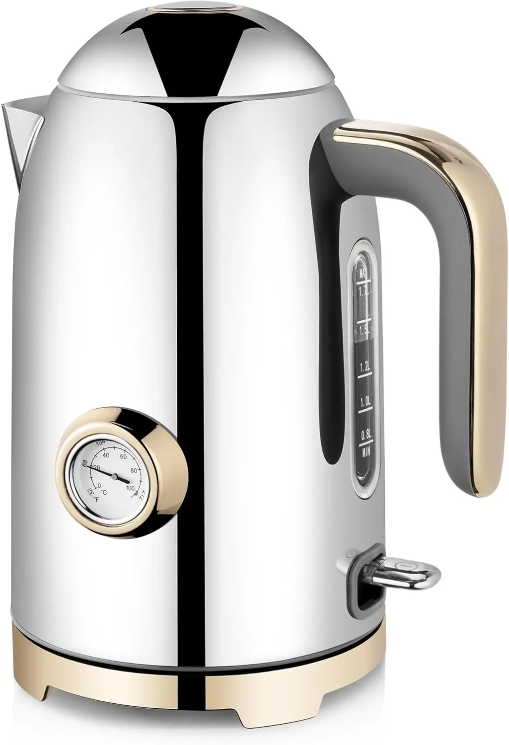 Electric Kettle - 57oz Hot Tea Water Boiler with Thermometer, 1500W Fast Heating Stainless Steel Pot, Cordless LED Indicator