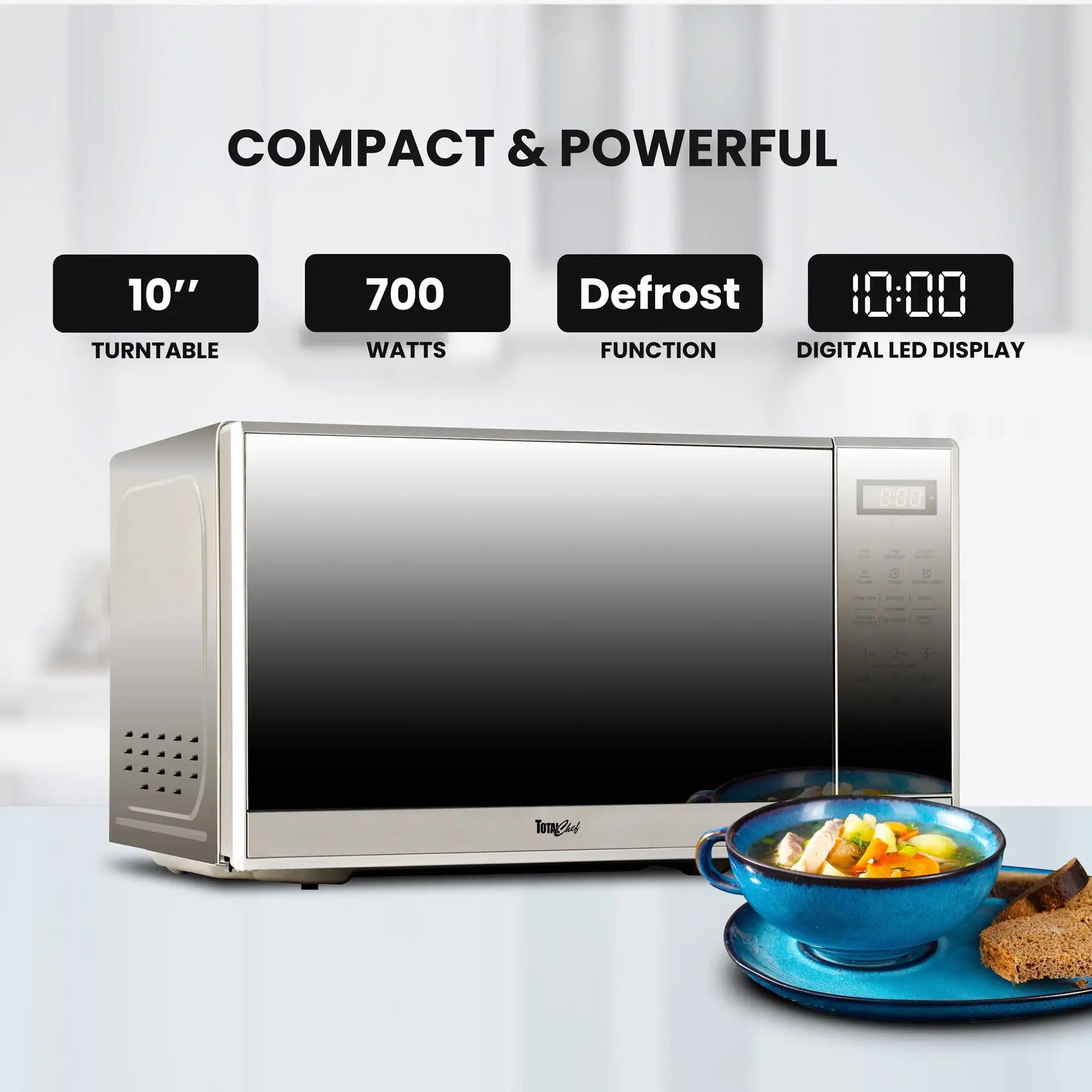 700W Microwave Oven, 0.7 Cu Ft, Digital Touchscreen, 6 Cooking Modes