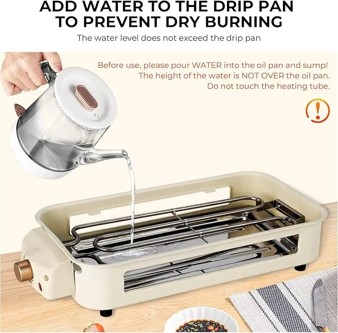 Electric Smoke-free Indoor Barbecue Grill,  Detachable Board, Adjustable Temperature, Non Stick Cooking,Portable Barbecue Grill