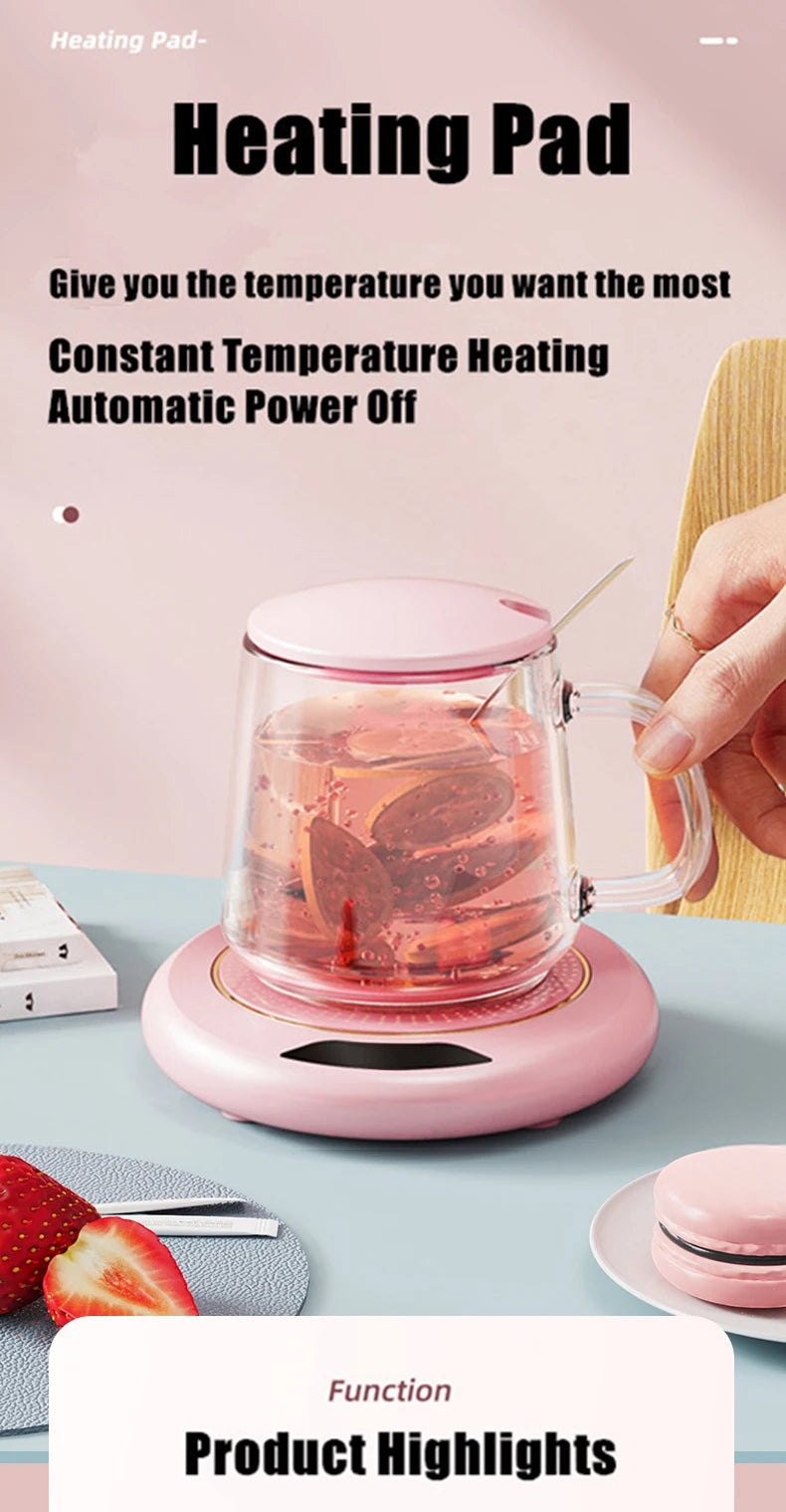 1PC Thermostatic Heating Coaster USB Home Heating Coaster 3-speed Adjustment Heating 55 Degrees Constant Temperature