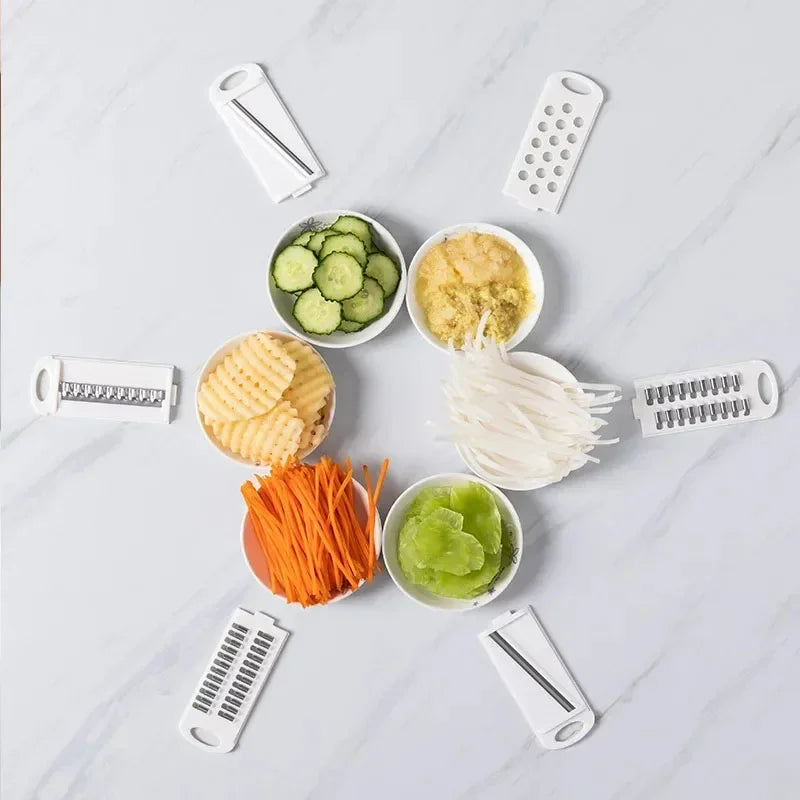 12 in 1 Multi-functional Vegetable Chopper Carrots Potatoes Manually Cut Shred Slicer Radish Grater with Container Kitchen Tools