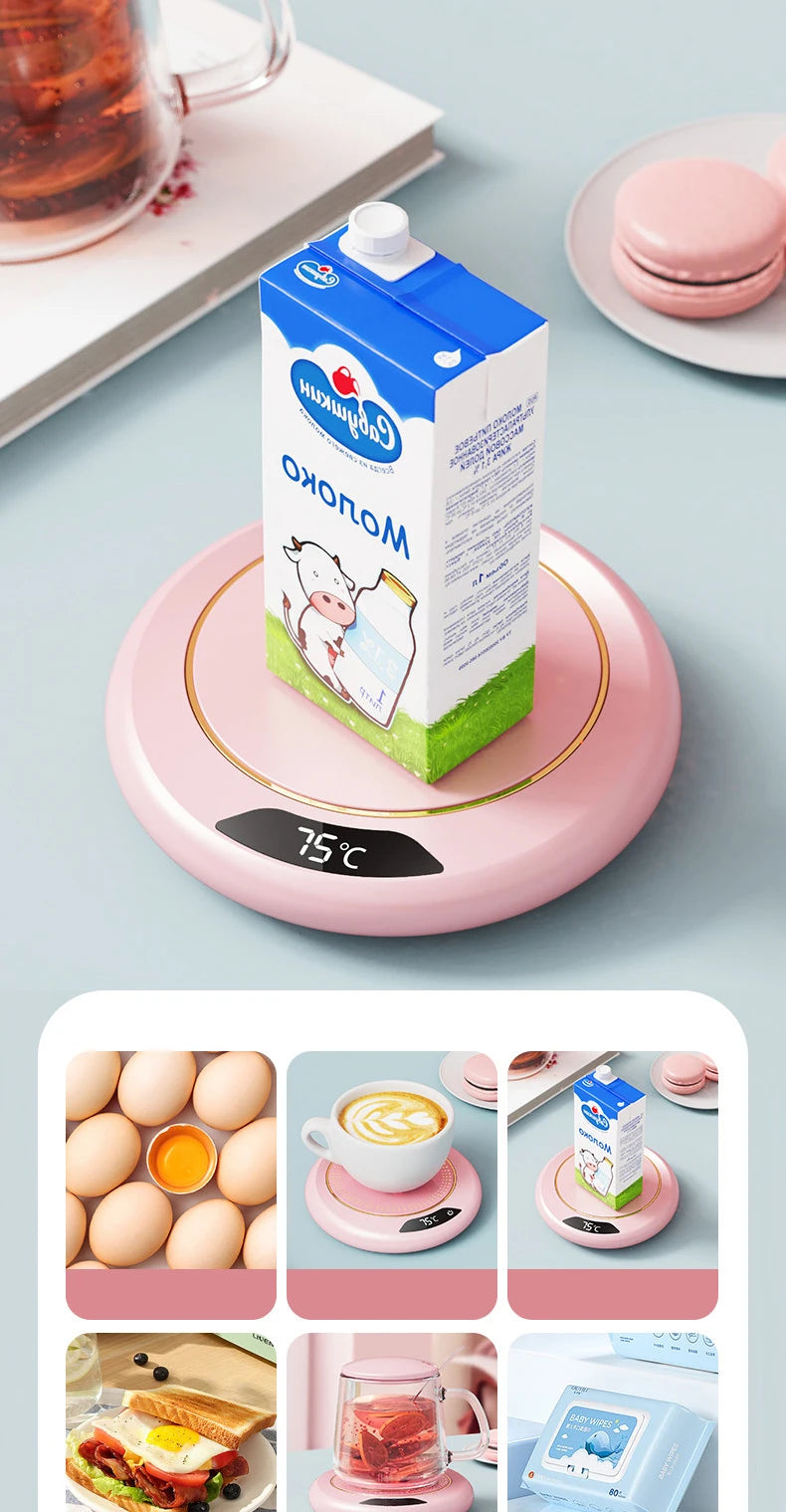 1PC Thermostatic Heating Coaster USB Home Heating Coaster 3-speed Adjustment Heating 55 Degrees Constant Temperature