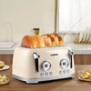 4 Slice Toaster With Wide Slots for Bagels, Stainless Steel, 6 Toast Settings, Bagel, Cancel, Defrost & Reheat Functions, Cream