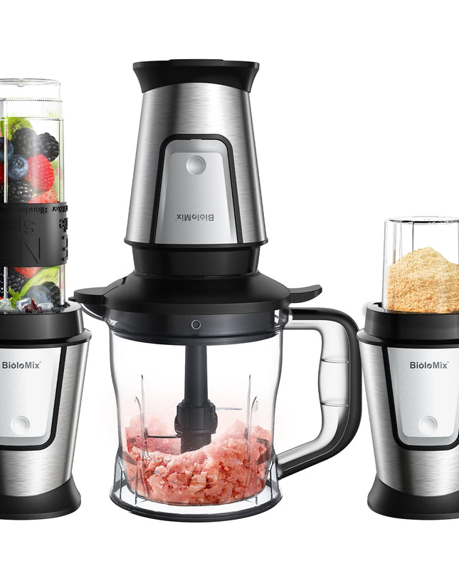 BioloMix 700W 3-in-1 Multifunctional Portable Food Processor Juicer Blender Smoothie Mixer Food Chopper Dry Grinder for Kitchen