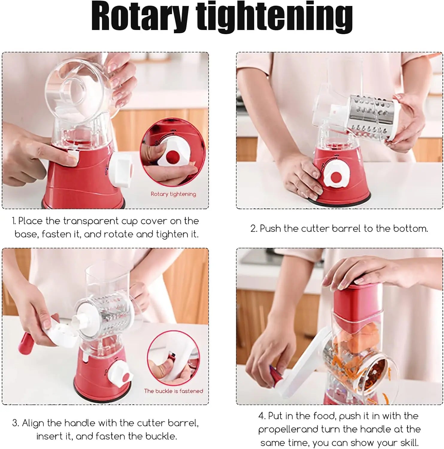 Cheese Grater Rotary, Rotary Grater for Kitchen, 3 in 1 Grater Vegetable Slicer with 3 Drum Blades,Fast Cutting Cheese Shredder