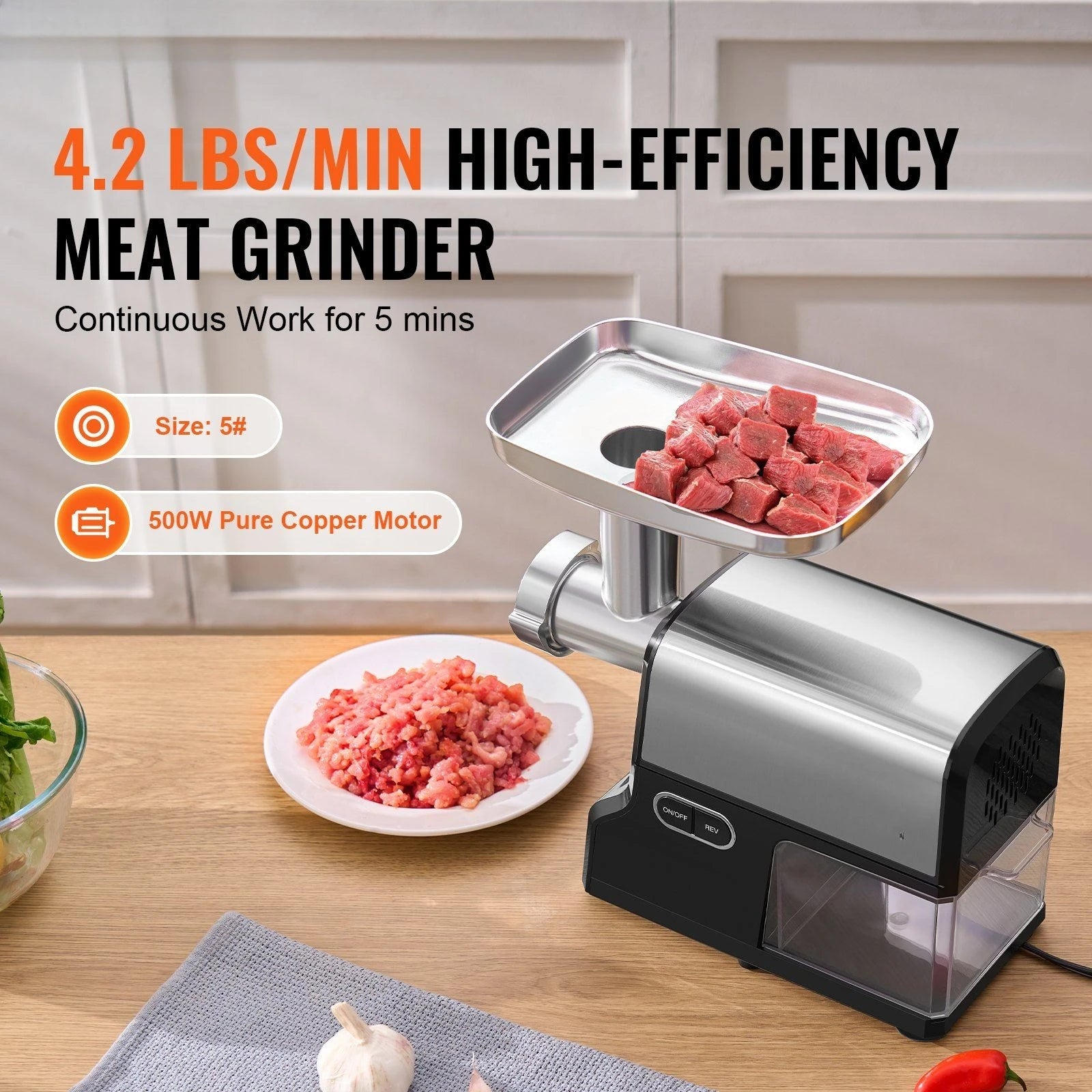 Electric Meat Grinder 4.2 Lbs/Min Sausage Stuffer Maker for Home Kitchen,Fast Meat Grinding,Electric Meat Grinder