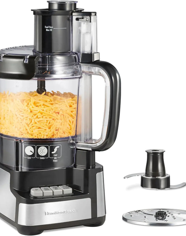 Food Processor and Vegetable Chopper, BPA Free, Stainless Steel Blades, 12 Cup Bowl, 2-Speed 450 Watt Motor, Black (70725A)