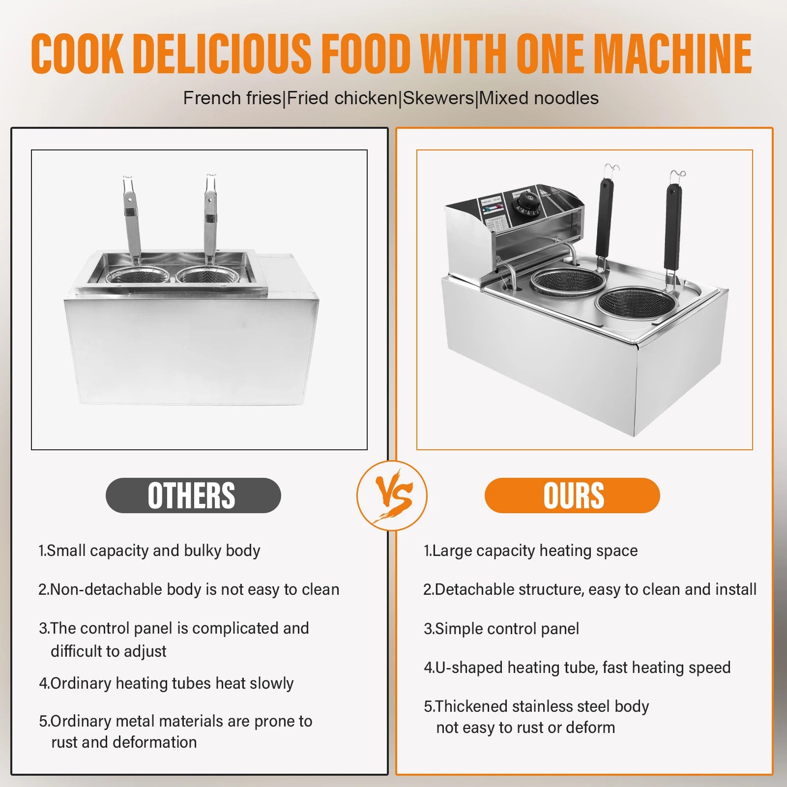 Electric Noodle Cooker Noodle Pasta Cooker Machine Rustproof Kitchen Cooking Utensils for Spaghetti Soup Fried Snacks Kind