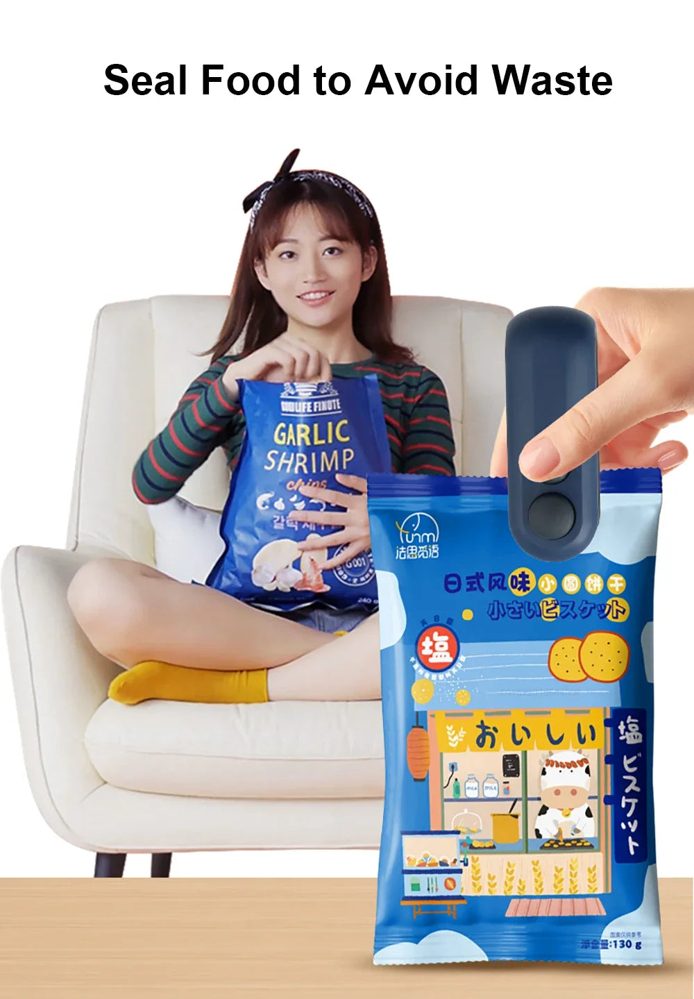 2IN1 Mini Sealing Machine USB Rechargable Heat Sealer Storage Bag Plastic Package Food Sealer Clip Bag Handheld Food Heat Sealer