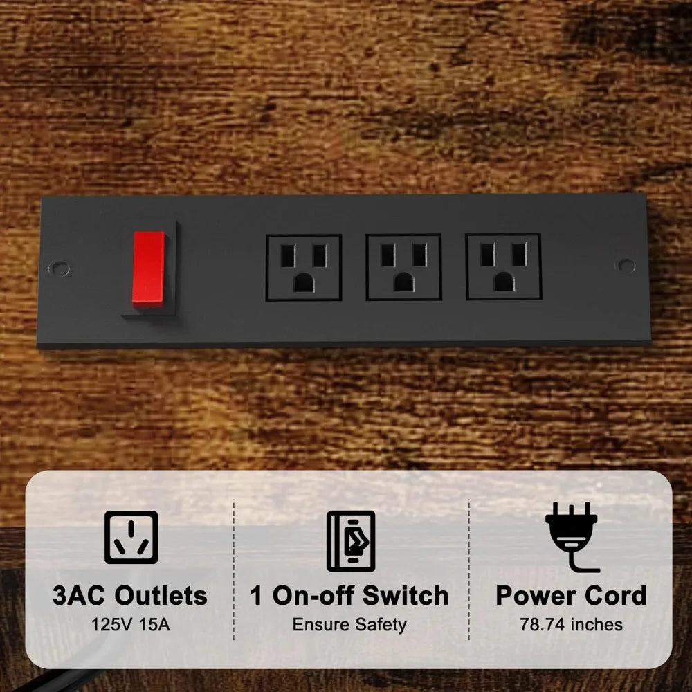 Kitchen Bakers Rack with Power Outlet, 6-Tier Microwave Stand with Storage Cabinet, Kitchen Coffee Bar Cabinet with Storage