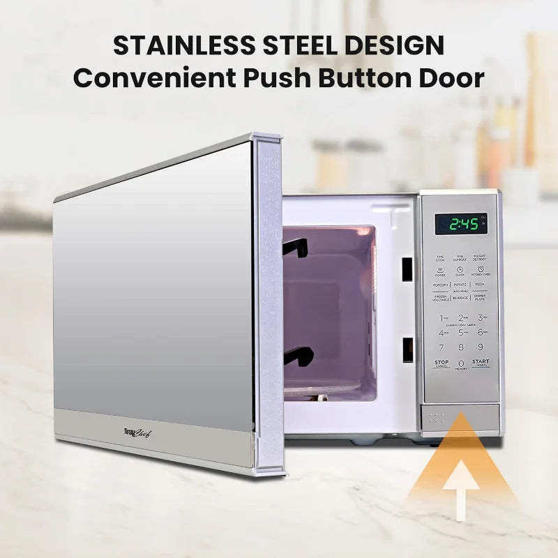 0.7 Cu Ft Microwave Oven - Stainless Steel Compact Style Microondas, Smart Countertop Kitchen Appliance With Digital Touch