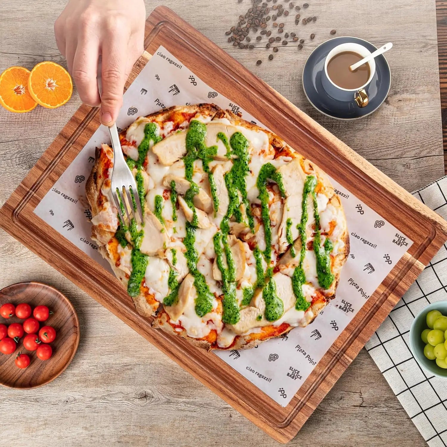 Reversible Wooden Cutting Board for Kitchen, Charcuterie Board Cheese Board with Deep Groove