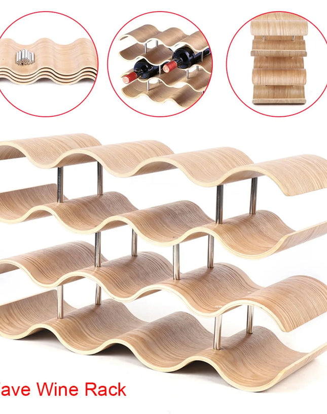 4 Layers Wine Bottle Holder Kitchen Wine Cellar Storage Rack Home Hotel Wooden Display Rack Bar Counter Large-Capacity Creative