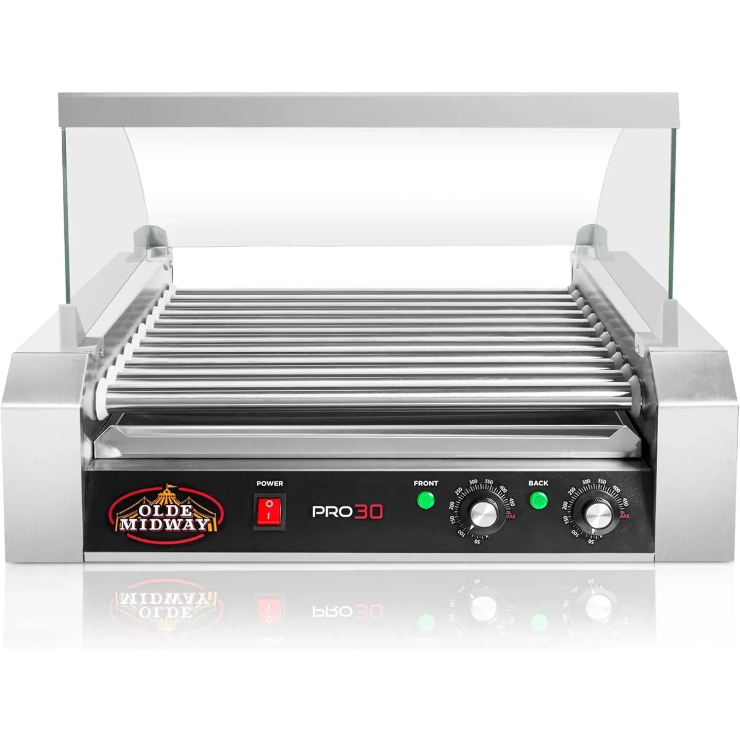 Electric 30 Hot Dog 11 Roller Grill Cooker Machine with Cover 1400-Watt - Commercial Grade