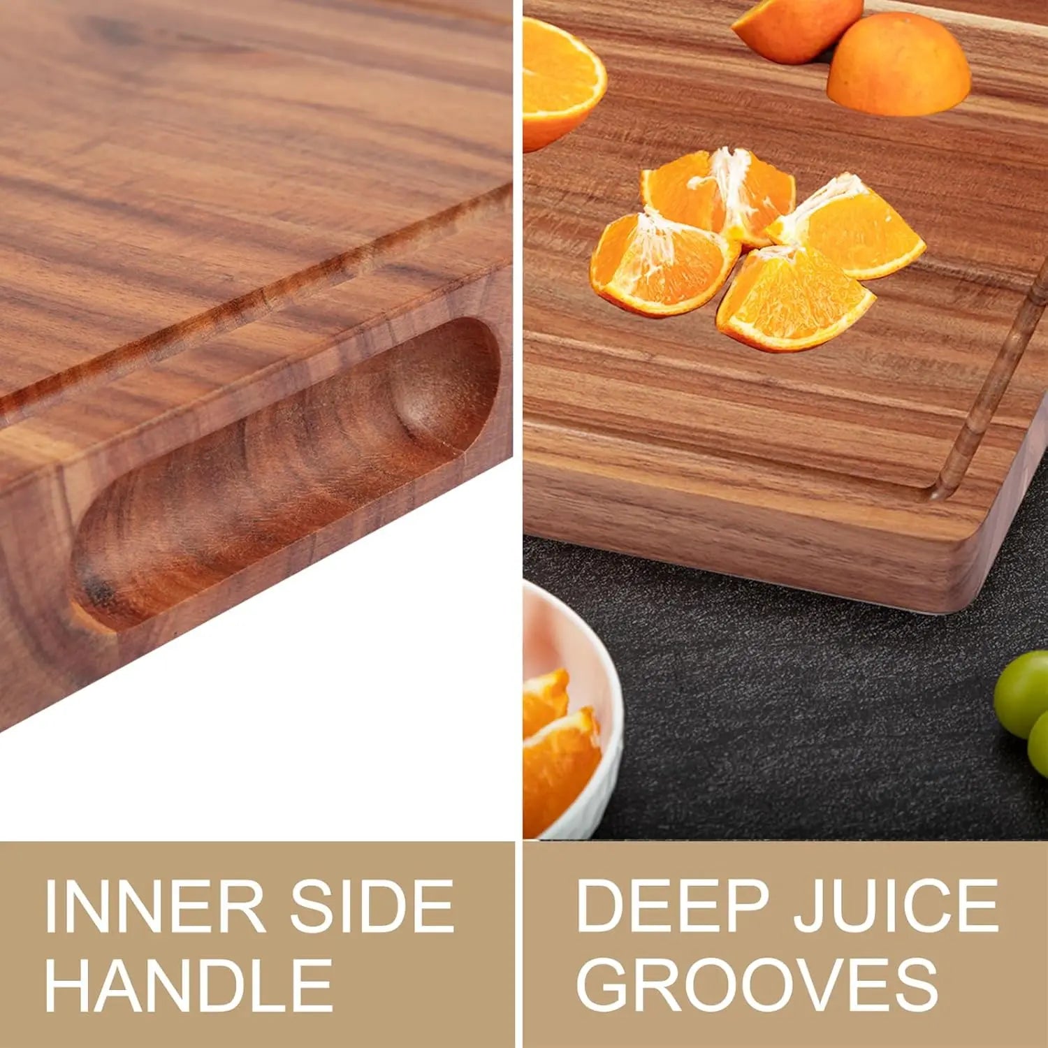 Reversible Wooden Cutting Board for Kitchen, Charcuterie Board Cheese Board with Deep Groove