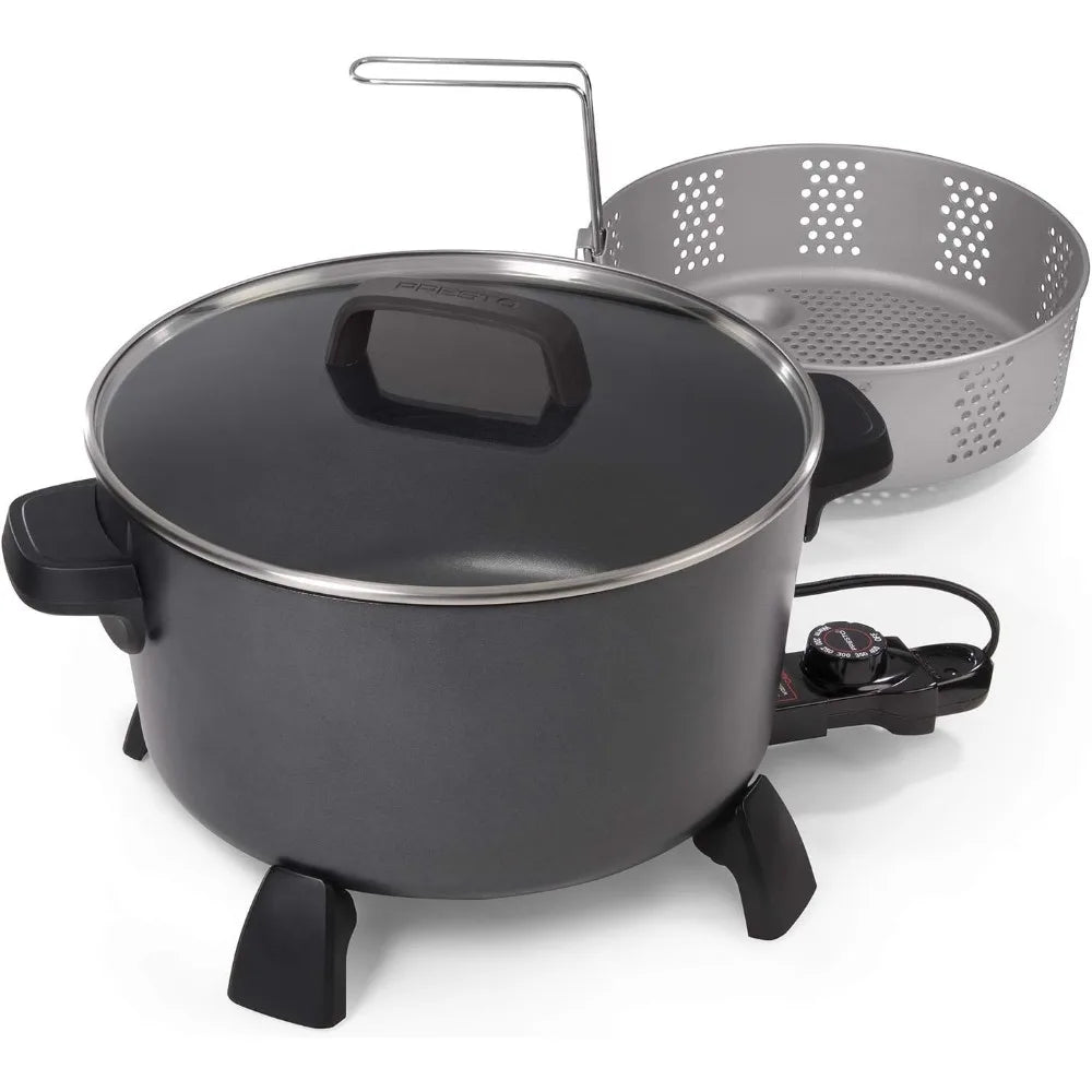 10-Quart Kitchen Kettle XL Multi-Cooker,Steamer,Black Deep-Fryer,Huge food capacity,maintains cooking temperatures automatically